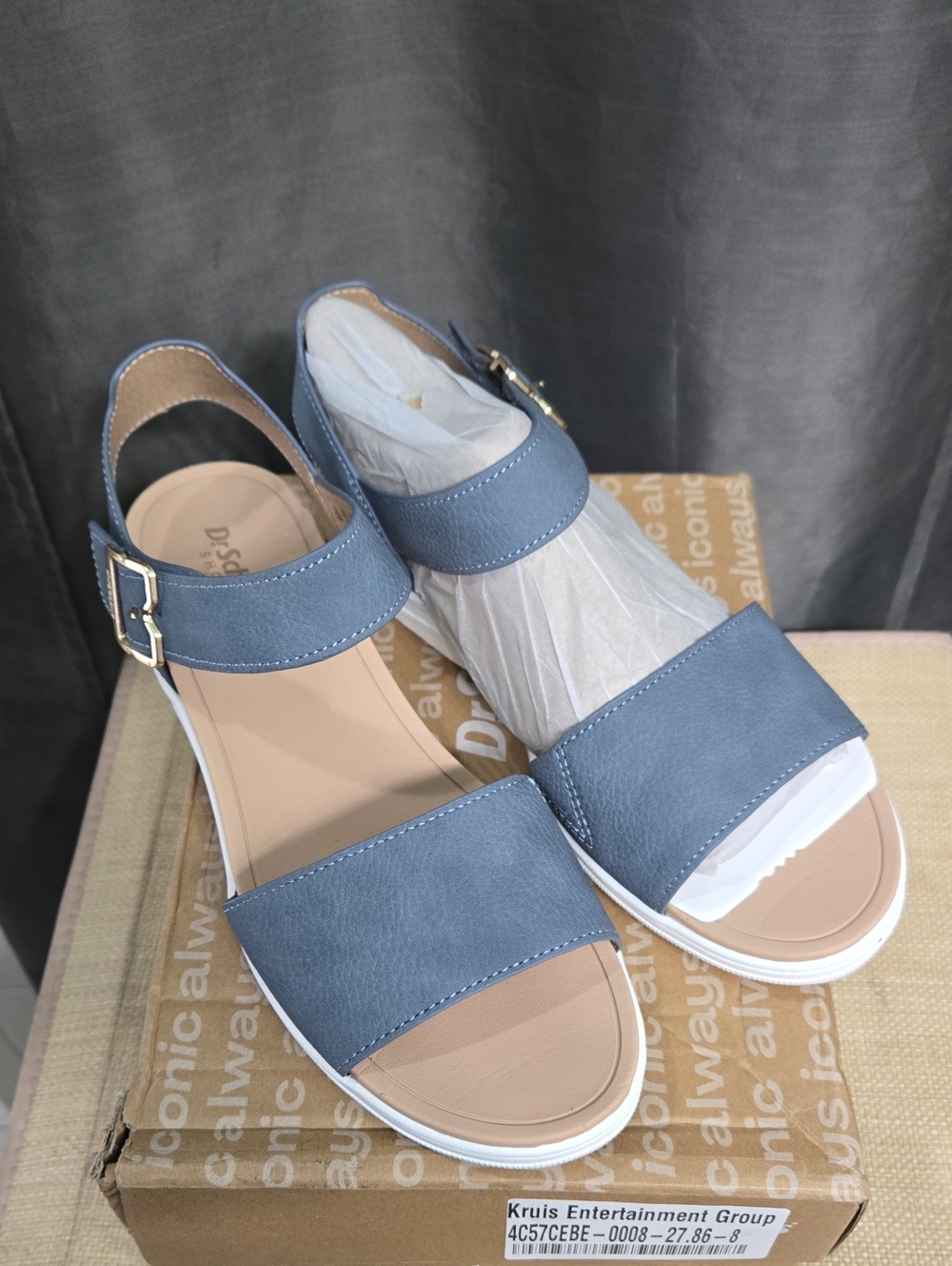 Dr. Scholl's Slate Blue Two-Strap Slingback Sandals